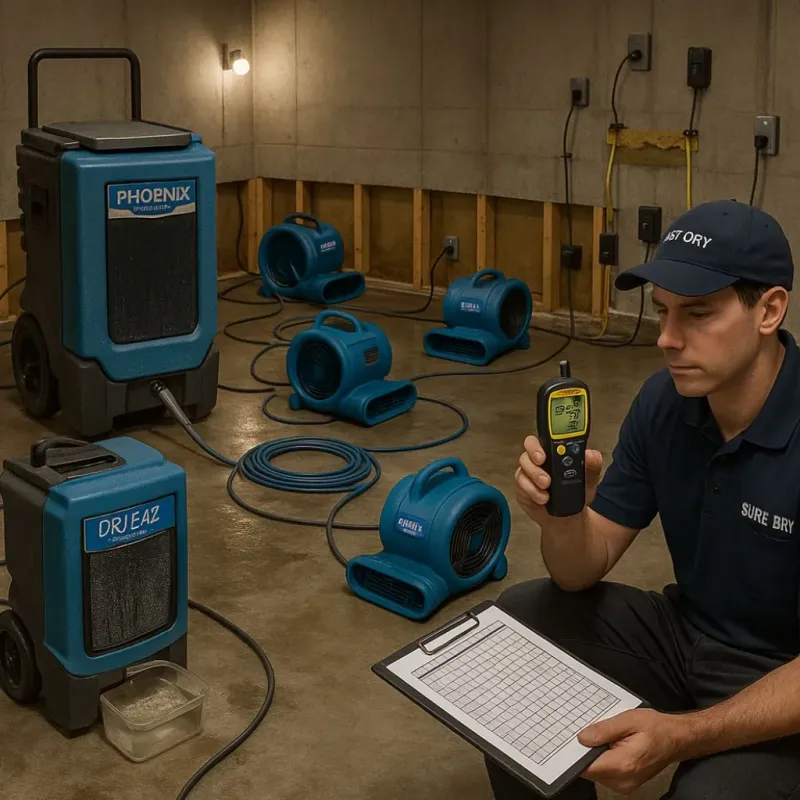 Structural Drying and Dehumidification process in Bolindale, OH